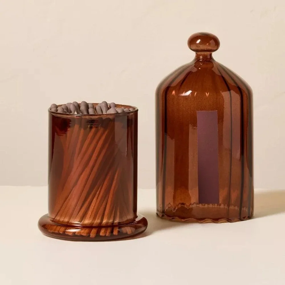 Ribbed Glass Cloche with Matches Brown - Hearth & Hand Magnolia, Target